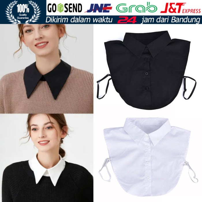Navero-Kerah Kemeja Palsu Putih Hitam Fake Collar Pria Wanita Terbaru