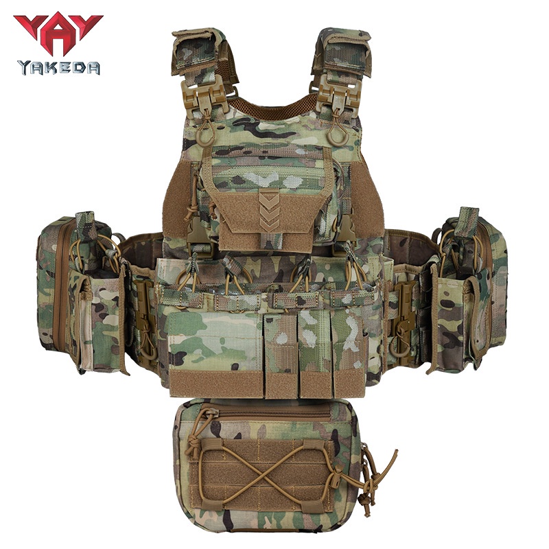 YAKEDA Plate Carrier Hunting Chaleco Tactico Plate Carrier Tactical Vest with Helmet Pouch