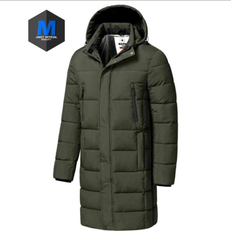 Jaket pria Bertudung Tebal Hangat Panjang Plus Musim Dingin