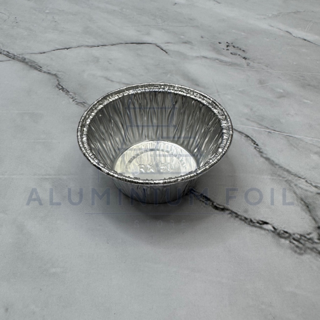 UM1 Aluminium Foil Cup Rx 50 Ukuran Kecil 50 Ml + Tutup Tray Cocok Sebagai Cetakan Egg Tart Portugis