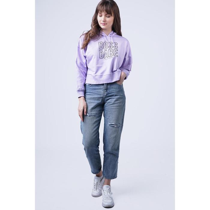 New Logo Jeans Sweater Wanita Ghyan Lilac Hoodie 34390L1Li Original