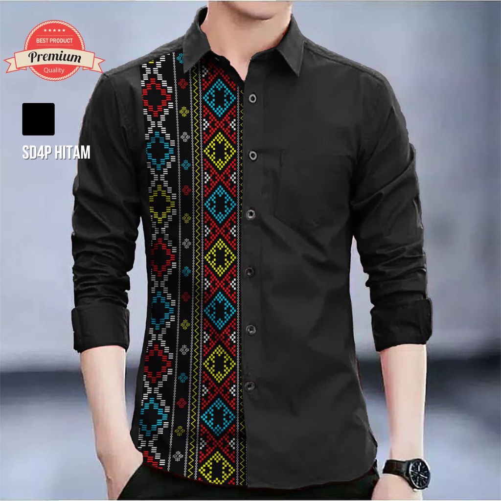 Angelaco Batik Batak Lengan Panjang Pria Batik Etnik Pria Motif Ulos Sadum SD4