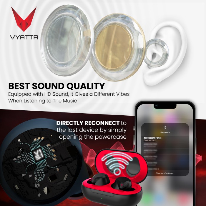 VYATTA Airboom Pro New TWS Bluetooth Headset / Earphone , Long Battery