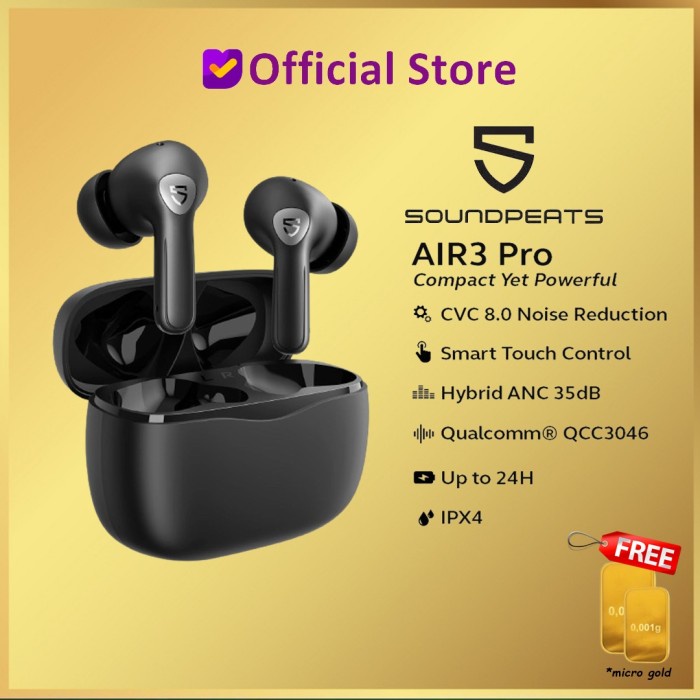 SoundPEATS Air3 Pro Hybrid TWS ANC True Wireless Earbuds AIr3pro Air 3
