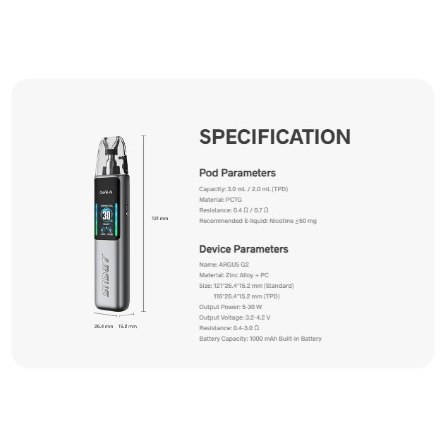 ARGUS G2 POD KIT 30W 1000MAH BY VOOPOO