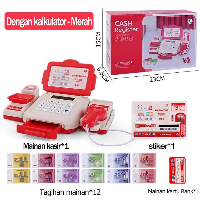 Ready Mainan Anak Kasir Simulasi Mainan Supermarket Mesin Kasir Belanja Mainan Cashier Machine Toys