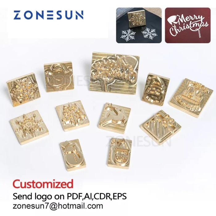 ZONESUN Custom Brass Logo Stamp Gift Decoration Leather Stamping