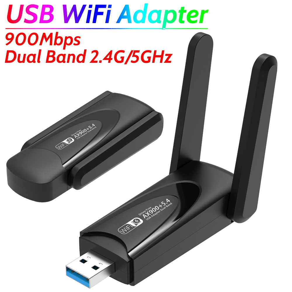 USB WiFi Adapter 900Mbps Network Card Dual Antenna Bluetooth-Compatible USB Dongle Network Card WiFi
