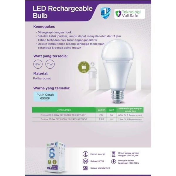 EMERGENCY ECOLINK LAMPU ECOLINK LED BULB EMERGENCY BOHLAM EMERGENCY LED ECOLINK LAMPU DARURAT LED