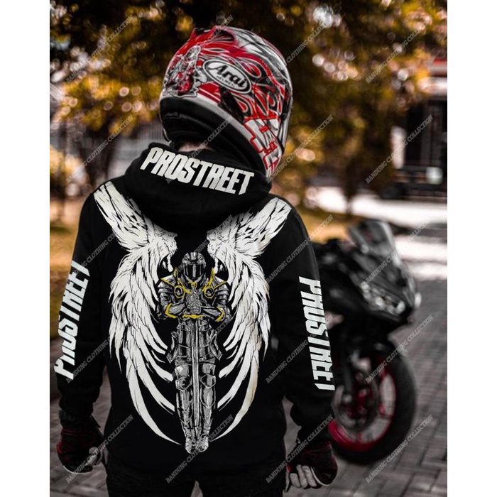 Sweater Hoodie Prostreet Ryujin Hitam Tebal Pria Wanita -AmanahJaminan