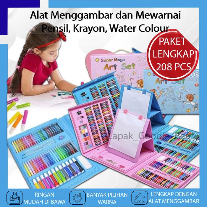 

TERBARU Pensil Warna CRAYON ISI 208PCS Peralatan Sekolah Lukis Mewarna Buku Gambar Anak ART PAINTING