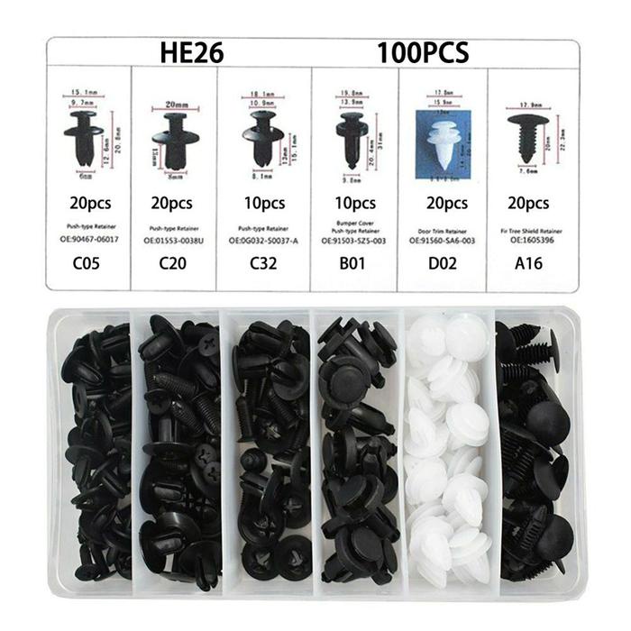 100PCS BUMPER KLIP MOBIL BAUT RIVET MOBIL BAUT RIVET MOBIL UNIVERSAL KLIP BODY MOTOR KANCING KLIP