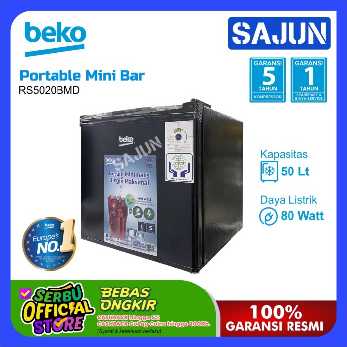 Beko Kulkas Mini Bar Portable 50 Liter Low Watt RS5020BMD / RS5020