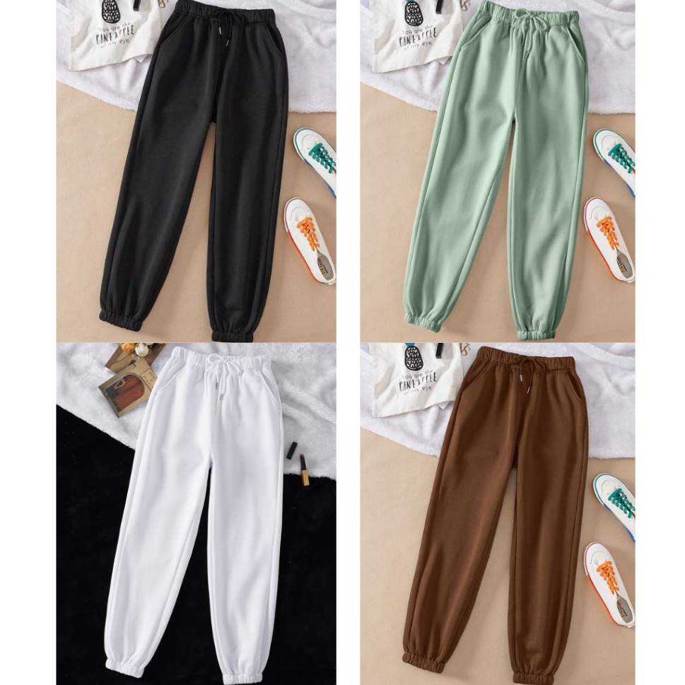 Jogger Sweatpants Hnm Celana Joger Pria Wanita Katun Fleece Premium
