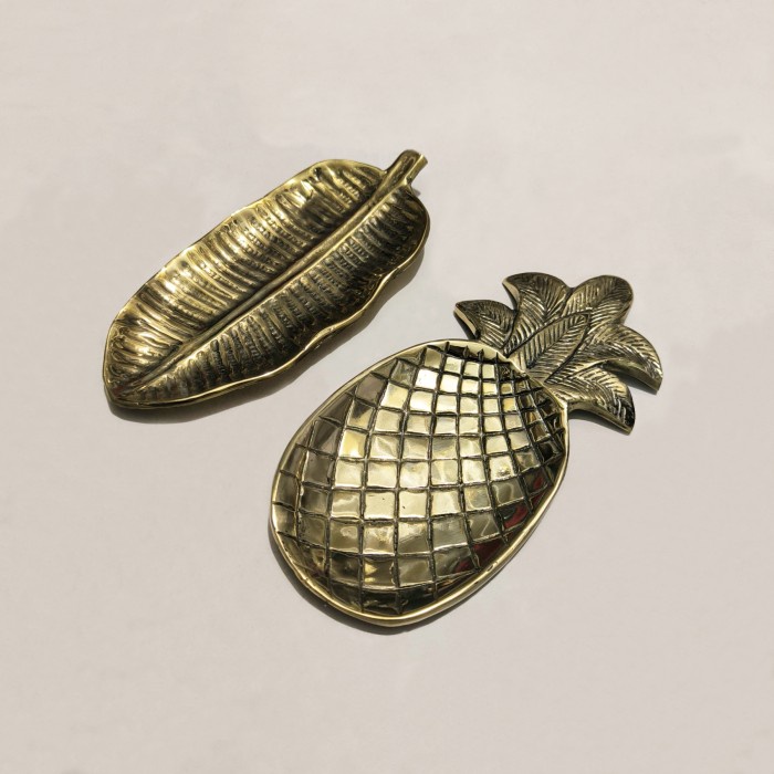 ] Piring Daun Piring Nanas Bahan Kuningan Plate Brass Piring Antik