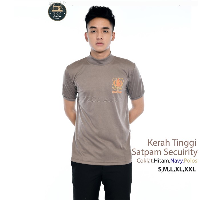 Dresto- Satpam Security Kaos Coklat Leher Tinggi Kaos Satpam Terbaru