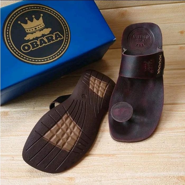 Dresto- Promo Sendal Jepit Pria Kulit Asli Model Jamur, Sendal Kulit Asli Sendal Kulit