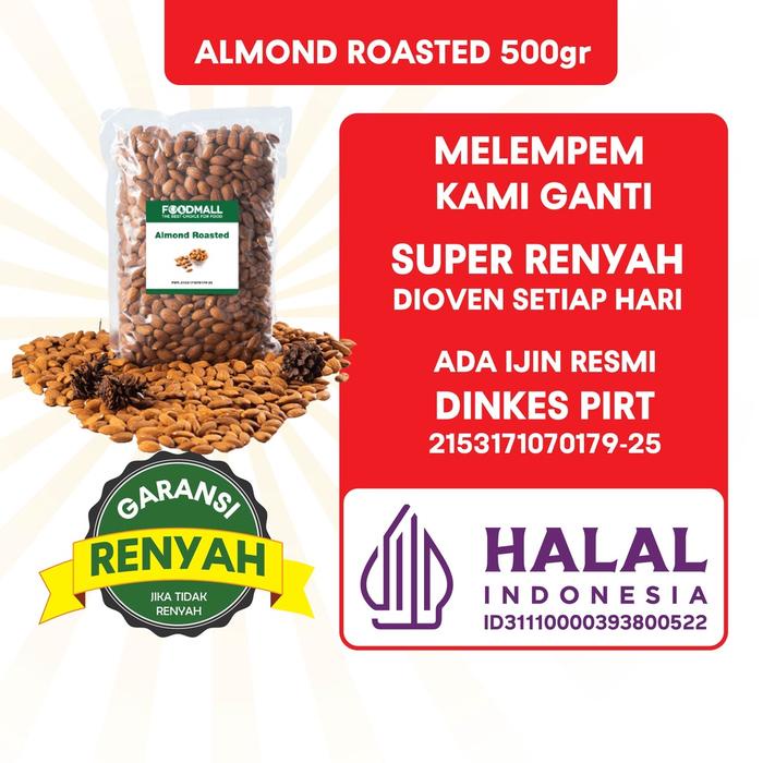 

almond roasted 500 gr / almond panggang utuh / kacang almond