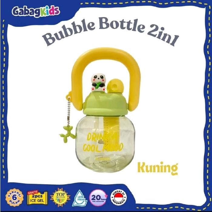 

Perlengkapan Sekolah GabagKids Botol minum Bubble Bottle 2in1 - Kuning *