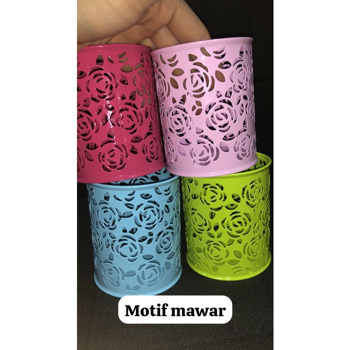 

paling diminati] round pen container bunga mawar tempat bolpen meja flower a+Z