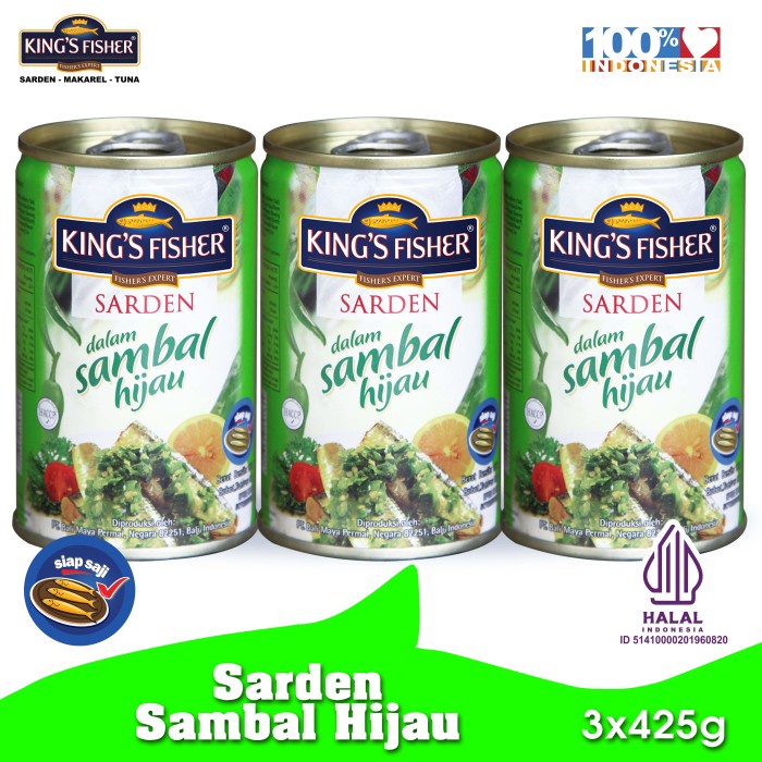 

PAKET 3 PCS King's Fisher Sarden Sambal Hijau Makanan Kaleng 425 g