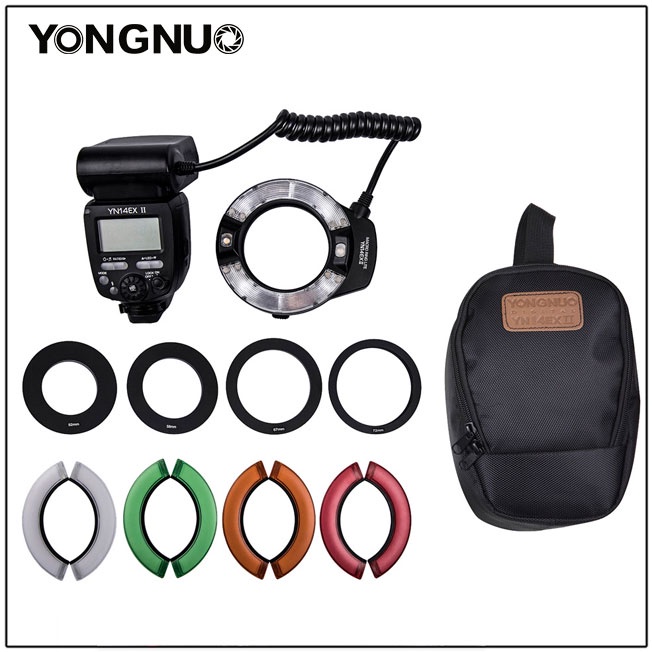Yongnuo YN14EX II Macro LED Ring Flash Light M/TTL with 52mm 58mm 67mm 72mm Adapter Ring for Sony Ca