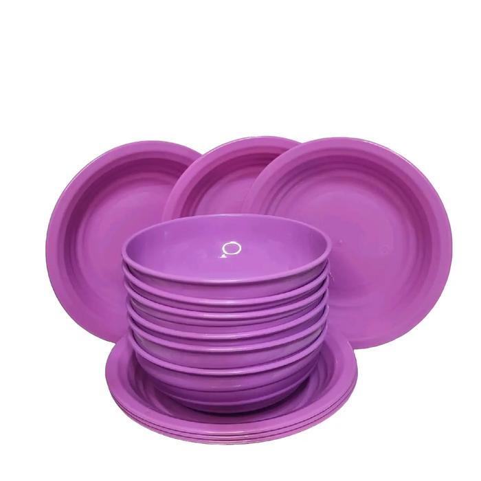 SET MANGKOK DAN PIRING JUMBO (PIRING 6 , MANGKOK 6 ) Plastik buah Hijau Pink Kitchenware Ungu