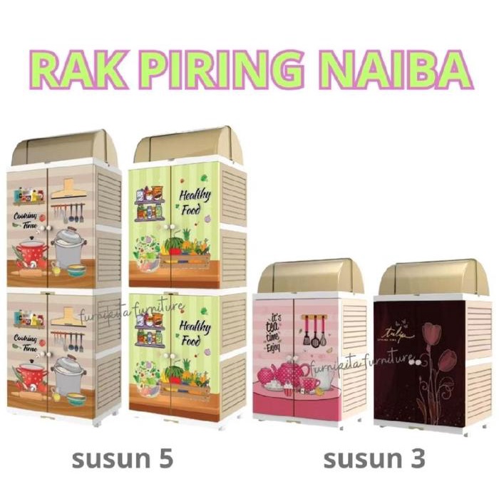 NAIBA RAK PIRING PLASTIK SUSUN 5 DAN 3 SERBAGUNA [NAIBOX]
