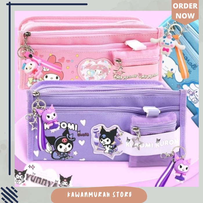 

Ready Tempat Pensil Multifungsi Motif Sanrio Kuromi Melody / Tas Alat Tulis