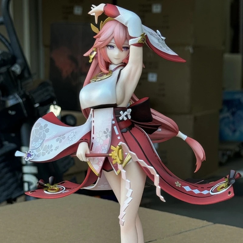Genshin Impact Figure Yae Miko Anime Figures Kawaii Girl Anime Peripheral Statue Collectible
