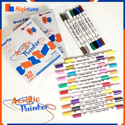 

Hightune Acrylic Marker 12/24/36/48 Warna Dua Ujung Stationery Acrylic Marker Dual Head Watercolor