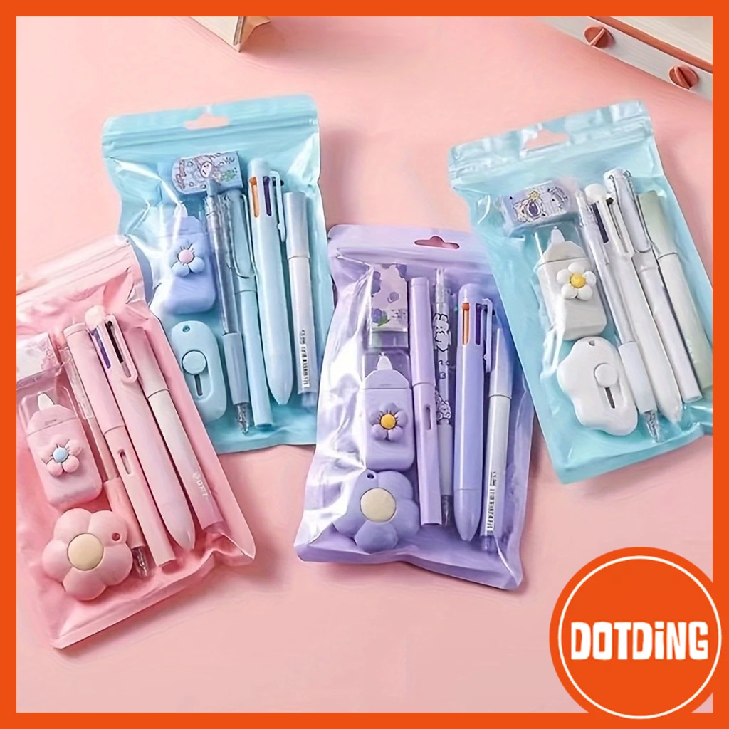 

[COD] Set 7-Piece-Set Set Alat Tulis Kawaii Paket Hadiah Perlengkapan Sekolah Lucu Berbagai Macam