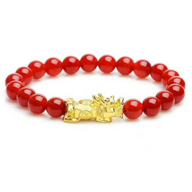 Gelang giok pixiu hoki pembawa keberuntungan/giok merah.