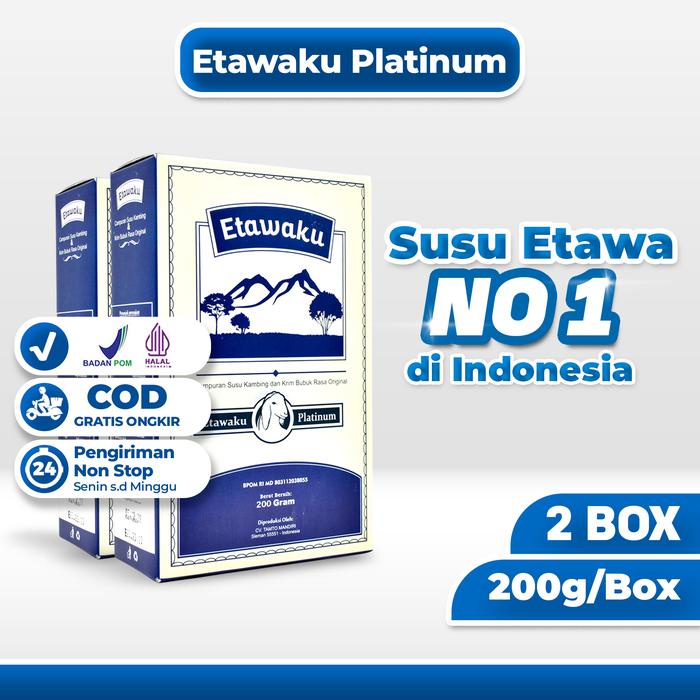 

Terlaris- Etawaku Platinum 2 Box Susu Kambing Etawa Murni Perlindungan Paru Pereda Batuk Dan