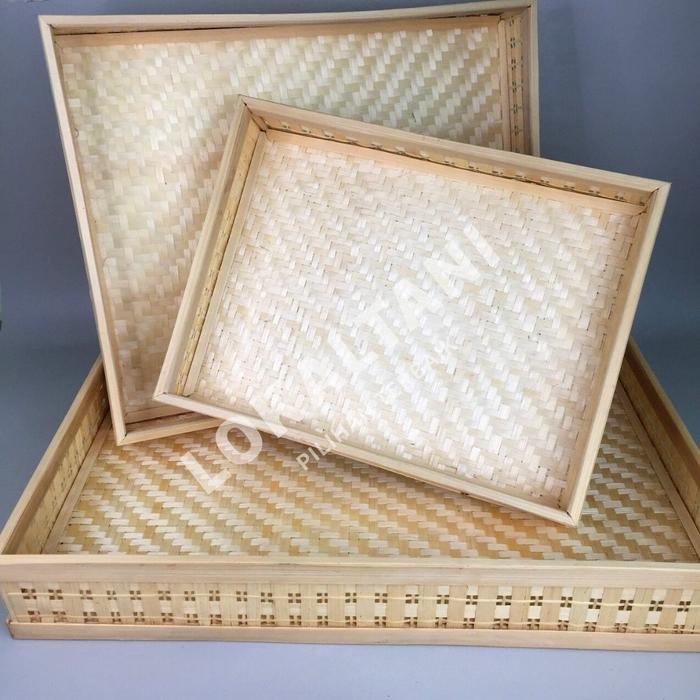 Tampah Tumpeng Anyaman Bambu Kotak / Nampan Bambu Besar