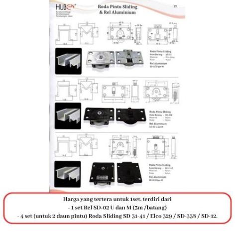 PAKET Rel dan Roda Pintu Lemari Sliding ELCO 329 FULL 774