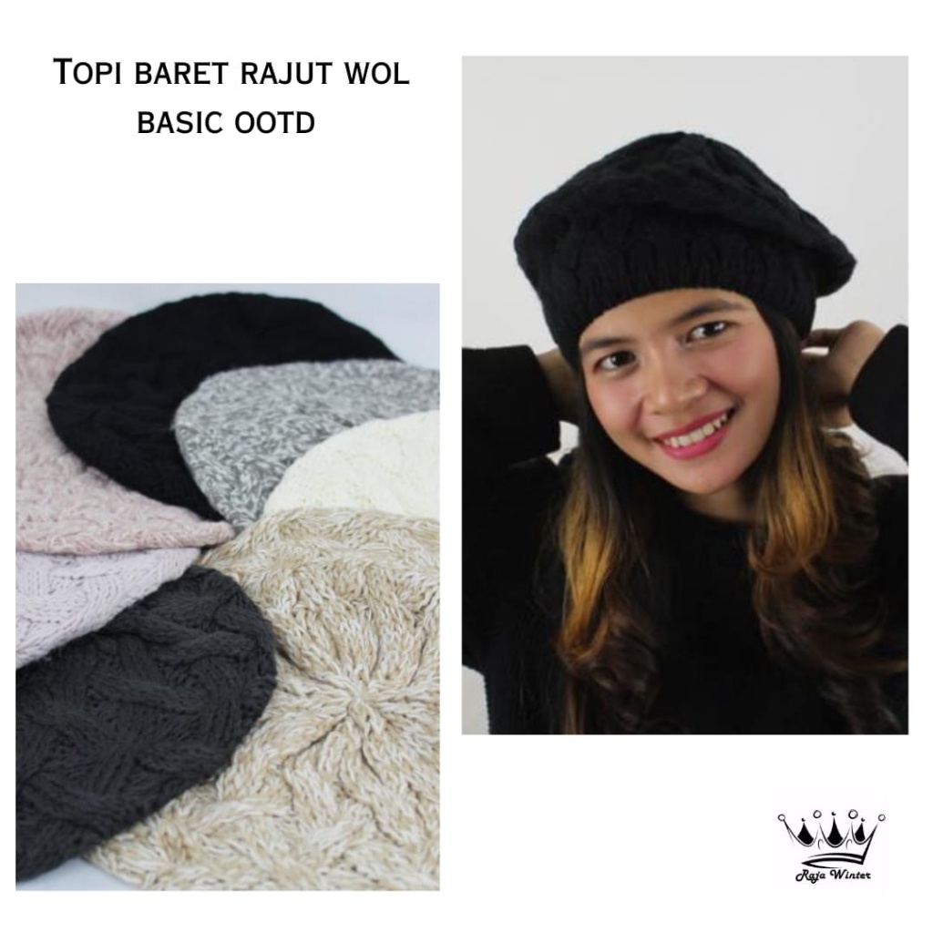 Topi Baret Rajut Wool Winter Topi Pelukis Rajut Pria Wanita