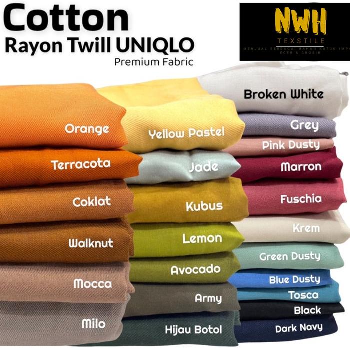 BERGARANSI Kain Katun Rayon Twill uniqlo Rayon Polos