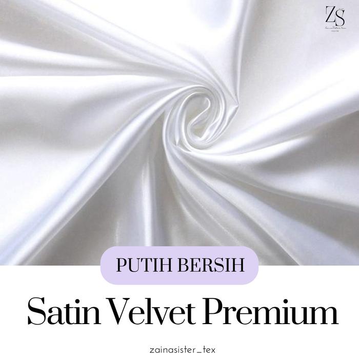 SALE 1/2 meter Bahan Kain Satin Velvet Premium Warna Putih Bersih