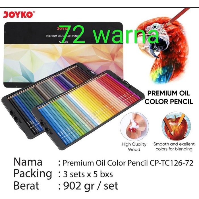 

siap kirim] premium oil color pencil cp tc 126-72 joyko