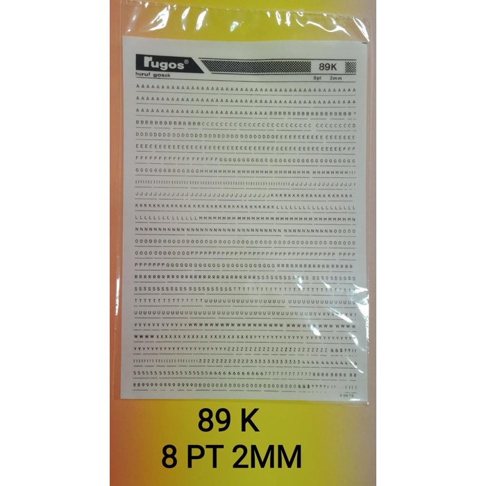 ,,,,,,,] rugos huruf angka 89 k 8 pt 2 mm