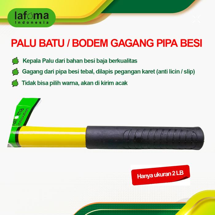 Sudimampir Palu Bodem Gagang Pipa Besi 2 Lb Lafma / Palu Batu / Palu Bogem / Pegangan Karet / Tidak