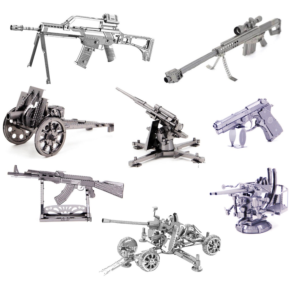 Mini 3D Metal Puzzle Guns Jigsaw Model Ak-47 Barrett Beretta G36 Colorful Puzzle Educational Toys