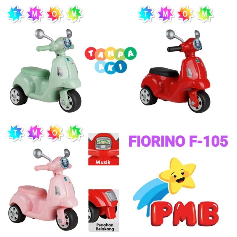 Mainan Motor Ride On Dayung Dorong PMB Fiorino F-105 Motor Aki Anak Vespa Piaggio Kecil Mini PMB