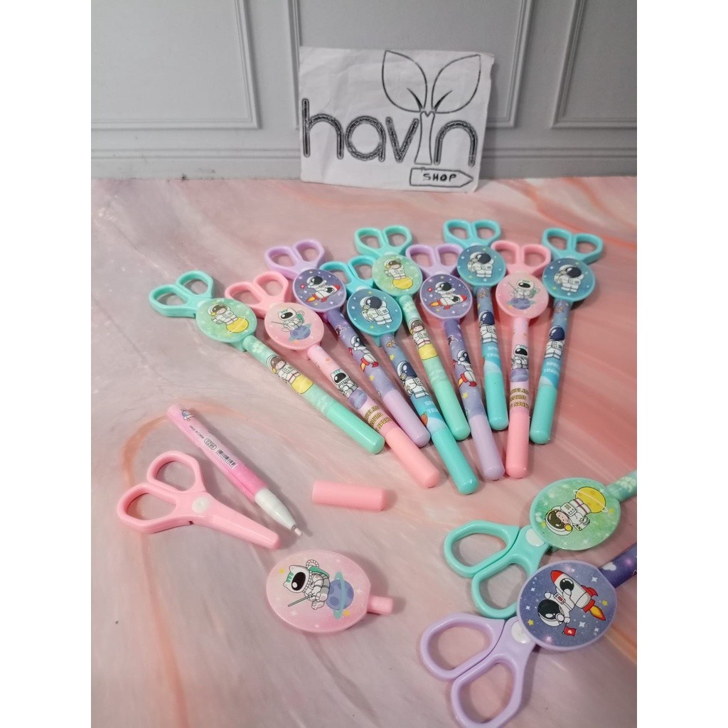 

(12pc) PEN GEL ada GUNTING MINI /PENA JEL GUNTING