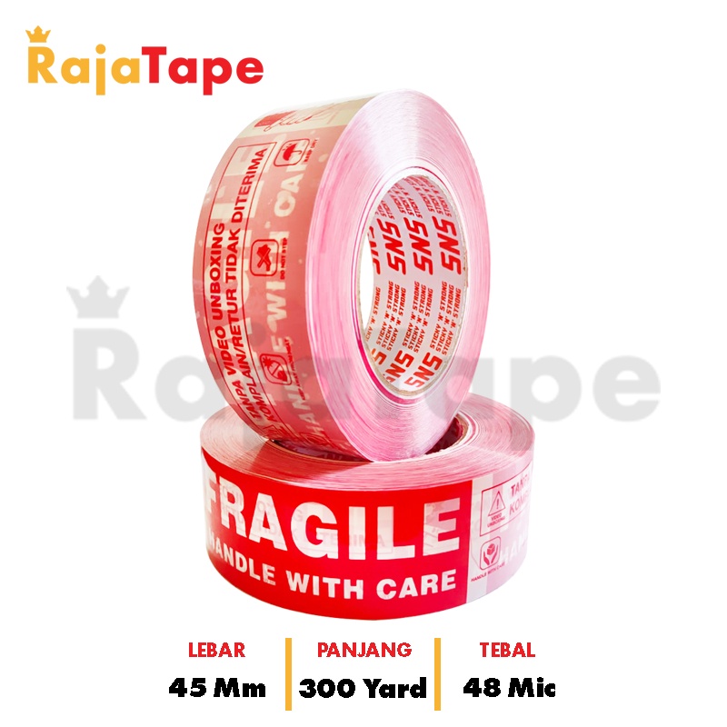 

Lakban Unboxing Fragile 300 Yard x 45 Mm x 48 Mic Sticky N Strong (SNS)
