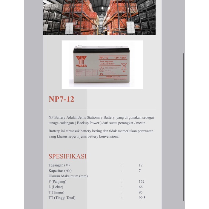 [Expert] Baterai Aki Kering Yuasa 12v 7Ah Aki Kering Ups Yuasa Np7-12 12V 7Ah