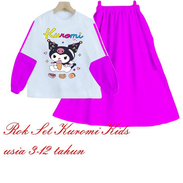 Gemiloo- Rok Kuromi set anak usia 3-12 tahun one set rok anak perempuan bahan crinkle fashion