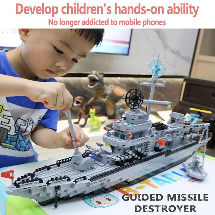 terbaru  mingdi kapal induk 1560pcs besar block susun edukasi mainan anak laki-laki 3d puzzle