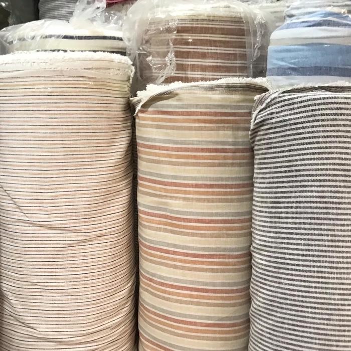 TERBATAS kain linen pure salur katun linen motif salur import